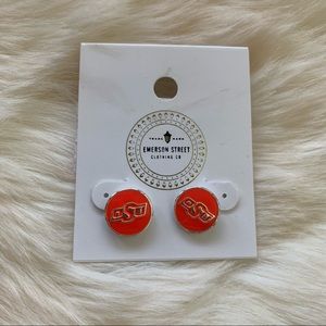 NWT Emerson Street Clothing Oklahoma State Cowboys Pokes Stud Earrings